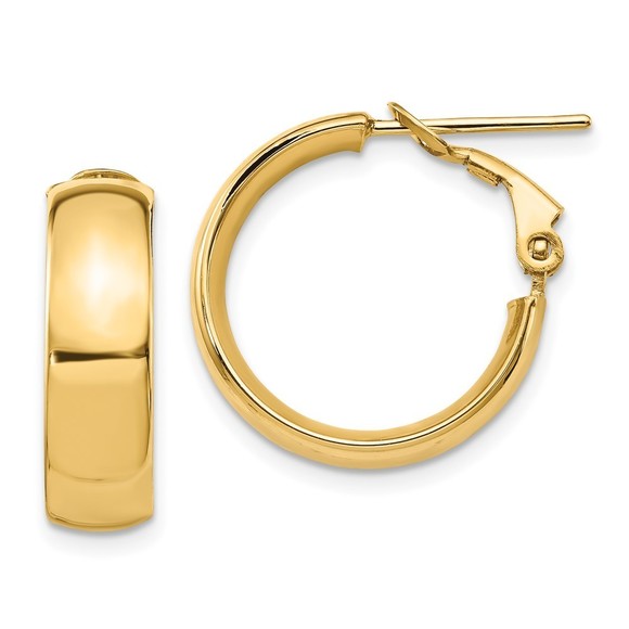 10k Yellow Gold Polished Omega Back Hoop Earrings